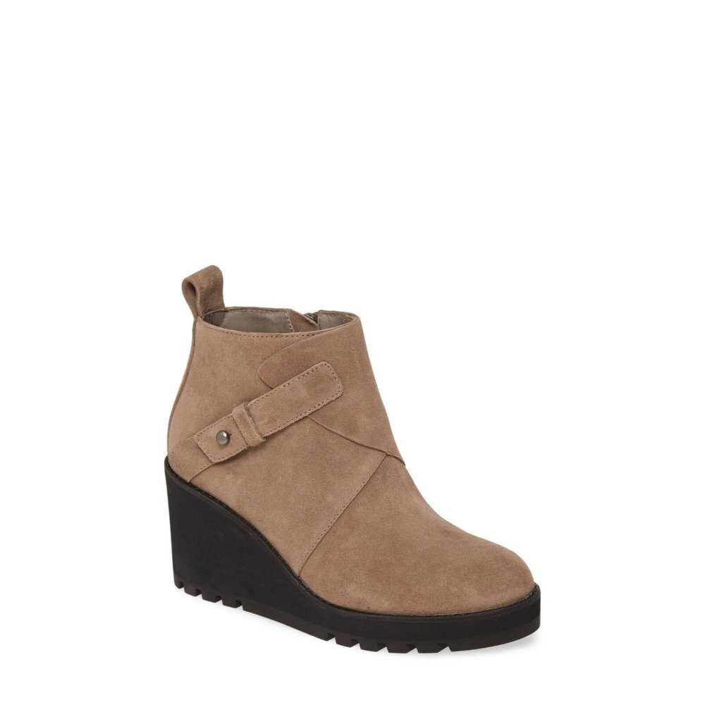 008. Eileen Fisher Women's Shoes Tinker Suede Closed Toe Ankle, Mongoose, Sz